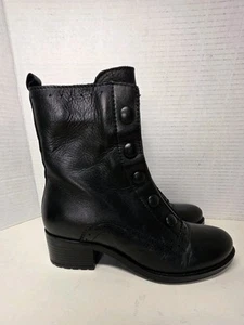 Miz Mooz Jozie Black Leather Combat Boots Sz 37 - Picture 1 of 12