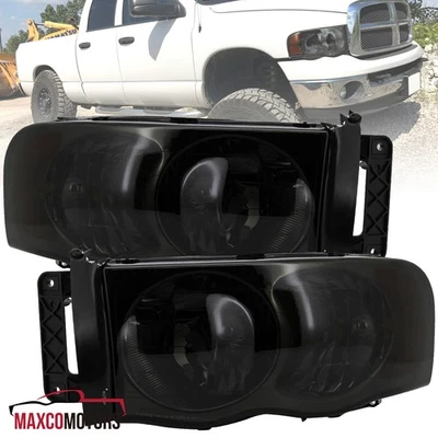 Smoke Headlights Fits 2002-2005 Dodge Ram 1500 2003-2005 Ram 2500 3500 Lamps Foto 1 de 4