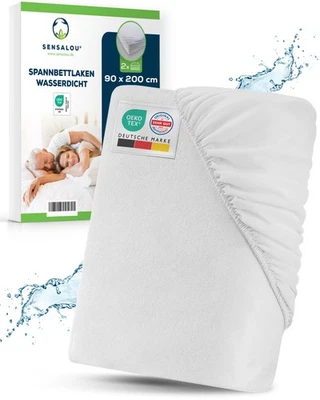 Sensalou Inkontinenz Spannbettlaken wasserdicht Spannbetttuch weiß waschbar - Bild 1 von 4