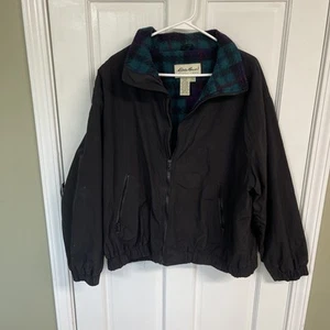 Vintage Eddie Bauer Damen Gr. XL schwarz Full Zip Jacke Mantel Flanell gefüttert - Bild 1 von 18