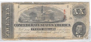T-58 1863 $10 Confederate States of America Genuine Civil War Money CSA Note - Picture 1 of 2