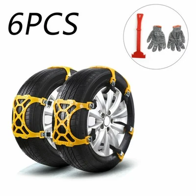 6PC Universal Snow Tire Chains of Car SUV Thickened Anti-skid Emergency Strap Foto 1 de 4