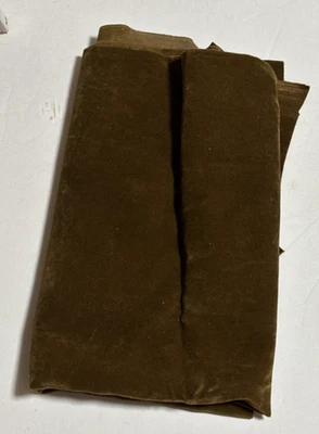 Solid Brown Color Cotton Velvet Velour Fabric 55” w x 14” plus attached 20” x 15 - Image 1 of 4