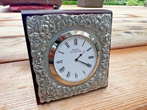 Royal Selangor Celebration Collection Pewter Leaves Table Clock - Picture 1 of 6