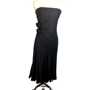 Banana Republic Women's Size 6 Black 100% Silk Strapless Midi Dress Gown  - Picture 1 of 9