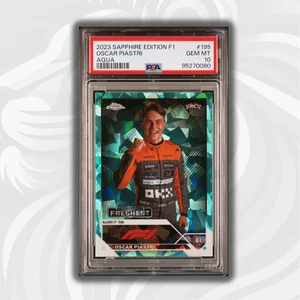 PSA 10 /99 Oscar Piastri #195  Aqua -Sapphire 2023 Topps Chrome F1 - Rookie Card - Picture 1 of 5