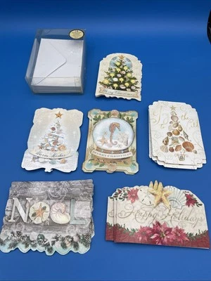 Punch Studio Die Cut Christmas Card Assortment 24 Cards Envelopes Vintage - Image 1 of 4
