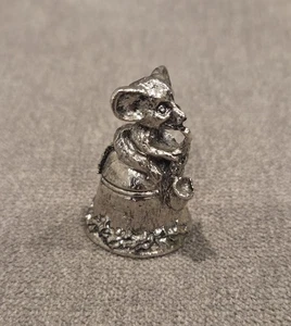 Vintage Pewter Thimble Mouse with Saxophone Musical Figural Bell Heavy - Picture 1 of 6