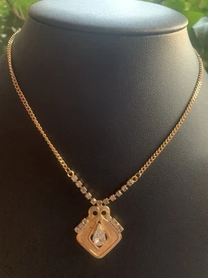 🤩Gablonzer Halskette Statement Kette, 90er Jahre Modeschmuck, Strass,    424 - Bild 1 von 4