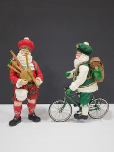 Set 2 statuine vintage Babbo Natale irlandese e scozzese 11" possibili sogni - Foto 1 di 12