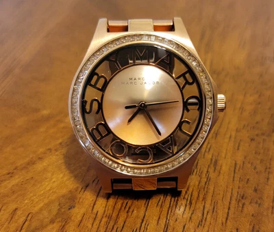 Marc By Marc Jacobs Rose Gold SS 36mm MBM3339 Crystal Bezel New Battery "7.25 - Image 1 of 4