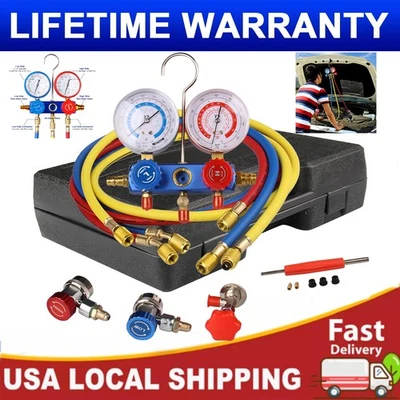 Manómetro colector manguera de carga de aire acondicionado latón sistema de enfriamiento herramienta probador de presión Foto 1 de 4