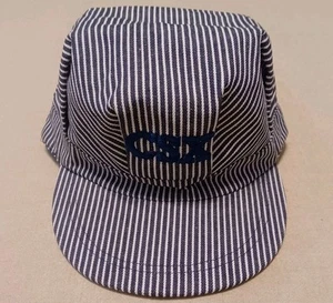 Vintage CSX Railroad Conductor Snapback Hat Cap Blue Striped 100% Cotton Rare - Picture 1 of 6