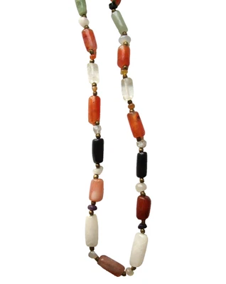 Real Ágata Roja Calcedonia Aventurina Gema Colorido Multi Cuentas Collar De Colección Foto 1 de 4