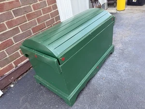 Vintage Rustic Farmhouse Handcrafted Wood Chest Trunk Tool Storage Box Green - Picture 1 of 11