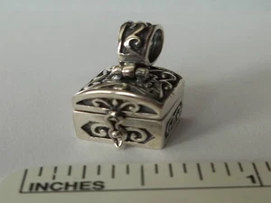 Sterling Silver 3D 22x11x13mm 7gram Treasure Chest Movable Prayer Box Charm - Picture 1 of 11