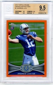 2012 Topps Chrome #1 Andrew Luck Orange Refractor RC SP BGS 9.5 Gem Mint Colts - Picture 1 of 2