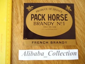 ETIQUETTE PACK HORSE BRANDY EAU DE VIE SPIRITUEUX COGNAC ALCOOL CHEVAL - Foto 1 di 1