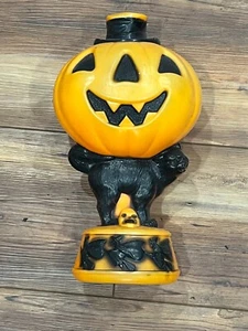 Vintage Empire 14" Lighted Jack O Lantern Pumpkin Black Cat Witches Blow Mold - Picture 1 of 6