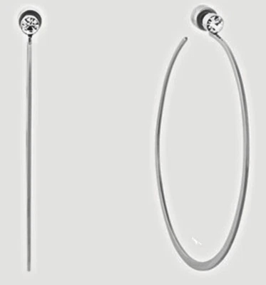 MICHAEL KORS Modern Brilliance Silver Hoop Earrings Single Crystals MKJ6000040 - Image 1 of 2