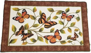 ALFOMBRA DE COCINA DE ACENTO NAILON EXTRA GRANDE (27""x45") MARIPOSAS NARANJAS Y HOJAS VERDES, CE - Imagen 1 de 12