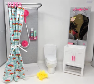 18" Puppe Mein Leben als Badezimmer Spielset Dusche WC Geräusche Leuchten Waschtisch Regenbogen - Bild 1 von 8