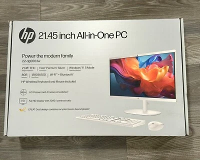 HP 22-dg0003w 22" FHD Intel Pentium UHD Graphics 605 8GB RAM 128GB SSD Win 11 - Image 1 of 4