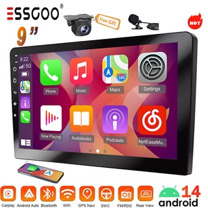 2DIN Android 14 2+32G Car Stereo Radio 9 Inch w/ AHD MIC GPS NAV WIFI BT Carplay - Picture 1 of 11