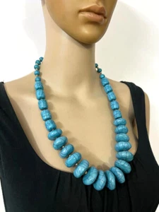 N7842 Tibetan BOLD Naga Gypsy Fashion Blue Resin Women NECKLACE Ethnic Jewelry - Picture 1 of 11