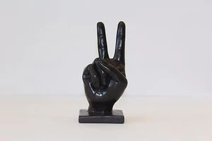 Peace Sign hand symbol sculpture Choco black - Picture 1 of 2