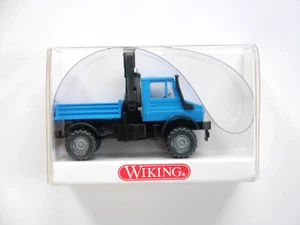 Mercedes Unimog U 1850 con gru di carico in blu blue, Wiking 0647 02 in 1:87 H0 confezione originale - Foto 1 di 2
