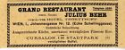 Grand Restaurant Julius Behr Wien Historische Reklame von 1911