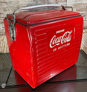 1954 Acton 201 Deluxe Metal Coca-Cola Bottle Cooler Ice Chest Sandwich Tray RARE - Picture 1 of 23