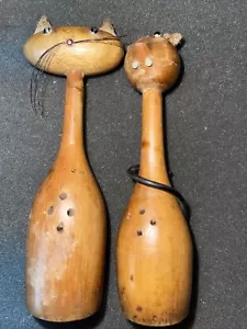 MCM HOLZ KATZE MAUS SALZ PFEFFERSTREUER GROSS Vintage 1950 RAR UNIKAT - Bild 1 von 9