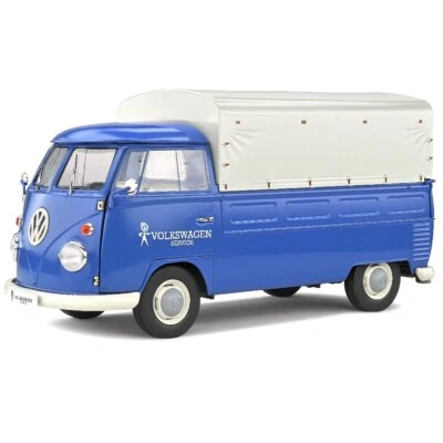 Volkswagen VW T1 Pick-Up Coperto 1/18 Blu Volkswagen Service - Solido S1806702 - Immagine 1 di 2
