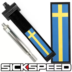 SICKSPEED BLACK SWEDEN FLAG FRONT BUMPER REAR RACING TOW HOOK STRAP FOR VOLVO - Picture 1 of 1