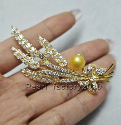 precioso broche de perlas de oro del mar del sur 925s Foto 1 de 4