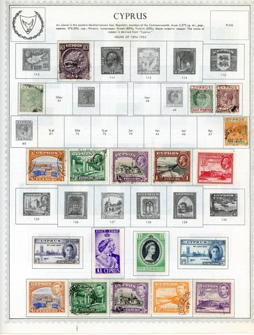 CYPRUS--Collection of 495 stamps including 11 Souvenir Sheets all mounted on pag Cover