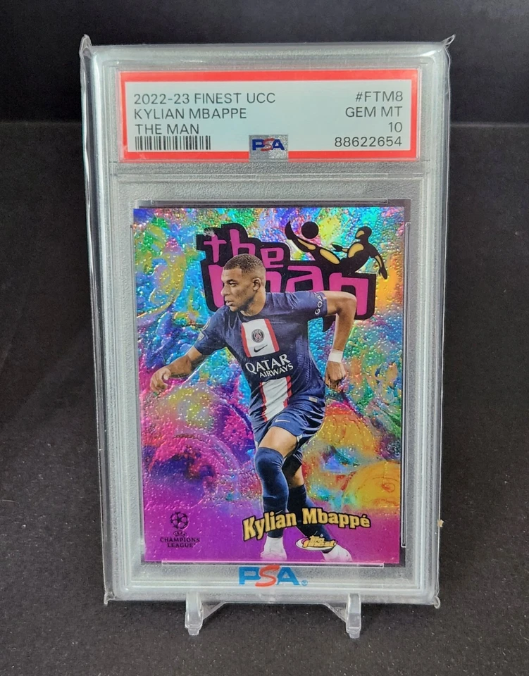2022-23 Topps Finest UCC Paris PSG Kylian Mbappe The Man PSA 10 - Image 1 of 1