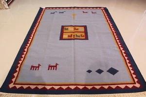 Genuine Hand -Woven Dhurrie Kilim100% Wool Pile 5.6 X8.0 Ft 75% OFF GREAT DEAL - Picture 1 of 6