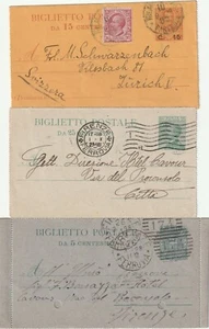ITALIA: Lote de 3 papelería postal 1886-1909.   LOTE PEQUEÑO A LA VENTA. - Imagen 1 de 1