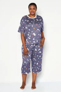 DKNY Pajama Set Womens Size XXL Star Print Capri Pant / Short Sleeve Top NWT - Picture 1 of 21