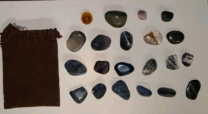 Lote de 20 Piedras Pulidas en Bolsa Azul Gris Blanco Transparente Multi - Imagen 1 de 7
