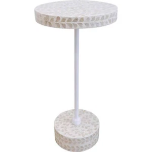 LVD Capiz Drinks Round Table Home/Lounge Display Decoration 30x61cm White - Picture 1 of 4