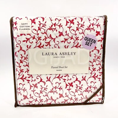 LAURA ASHLEY Queen Bed Sheet Set  4Pc 100% Cotton Flannel New - Image 1 of 4