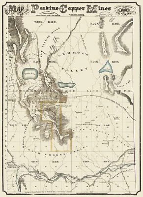 Historic Mine Map - Nevada Peavine Copper Mines - Hatch 1867 - 23 x 31.63 - Image 1 of 4