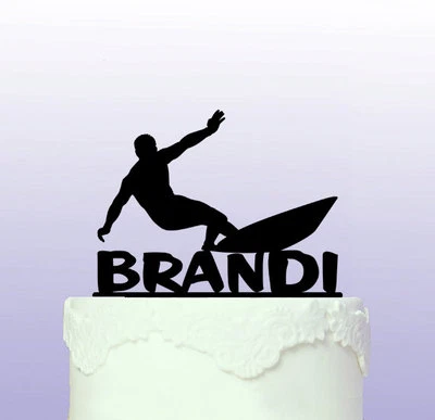 Personalised Surfs up Acrylic Cake Topper - Surfing - Image 1 of 2