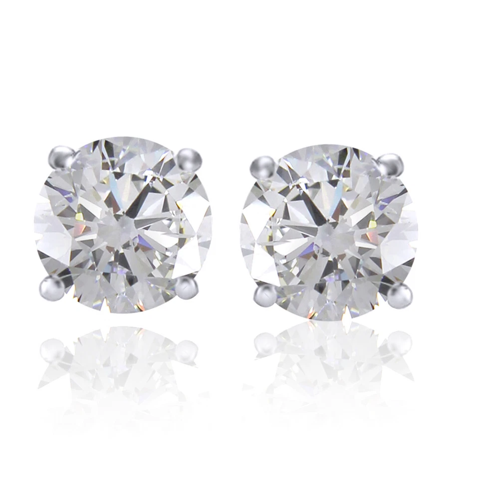 Aretes solitarios de 1/2 quilate con diamantes naturales de oro blanco de 10 quilates atornillados Foto 1 de 1
