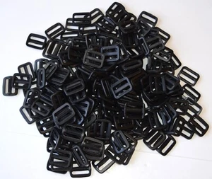 200 Pcs 1” Black Plastic Tri-Glide Slides Adjustable for Webbing Buckles NEW - Picture 1 of 3