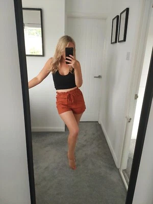 Rust Brown High Waist Summer Shorts Miss Selfridge Size 6 8 - Image 1 of 3